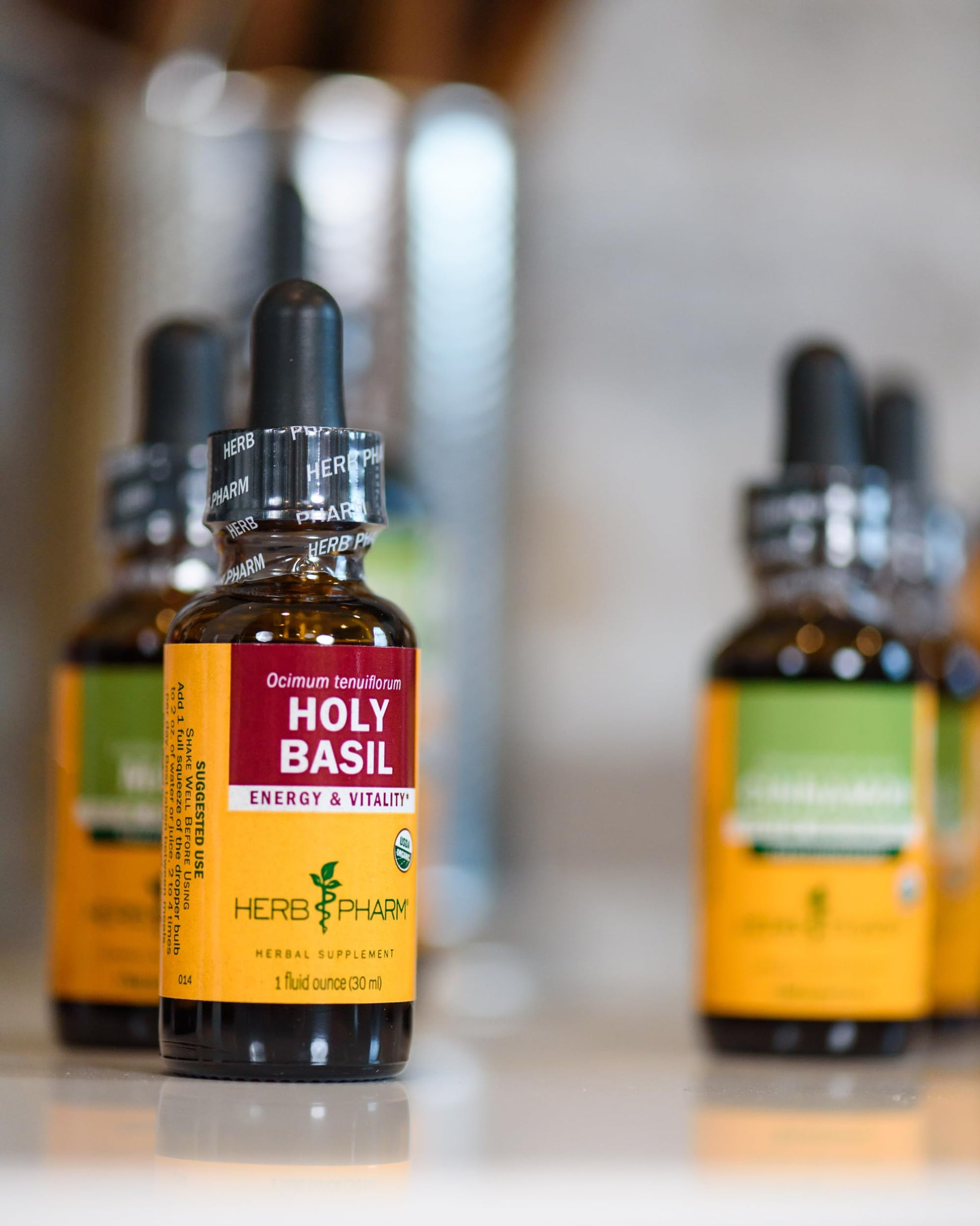Herb Pharm Certified Organic Holy Basil liquid tincture dropper