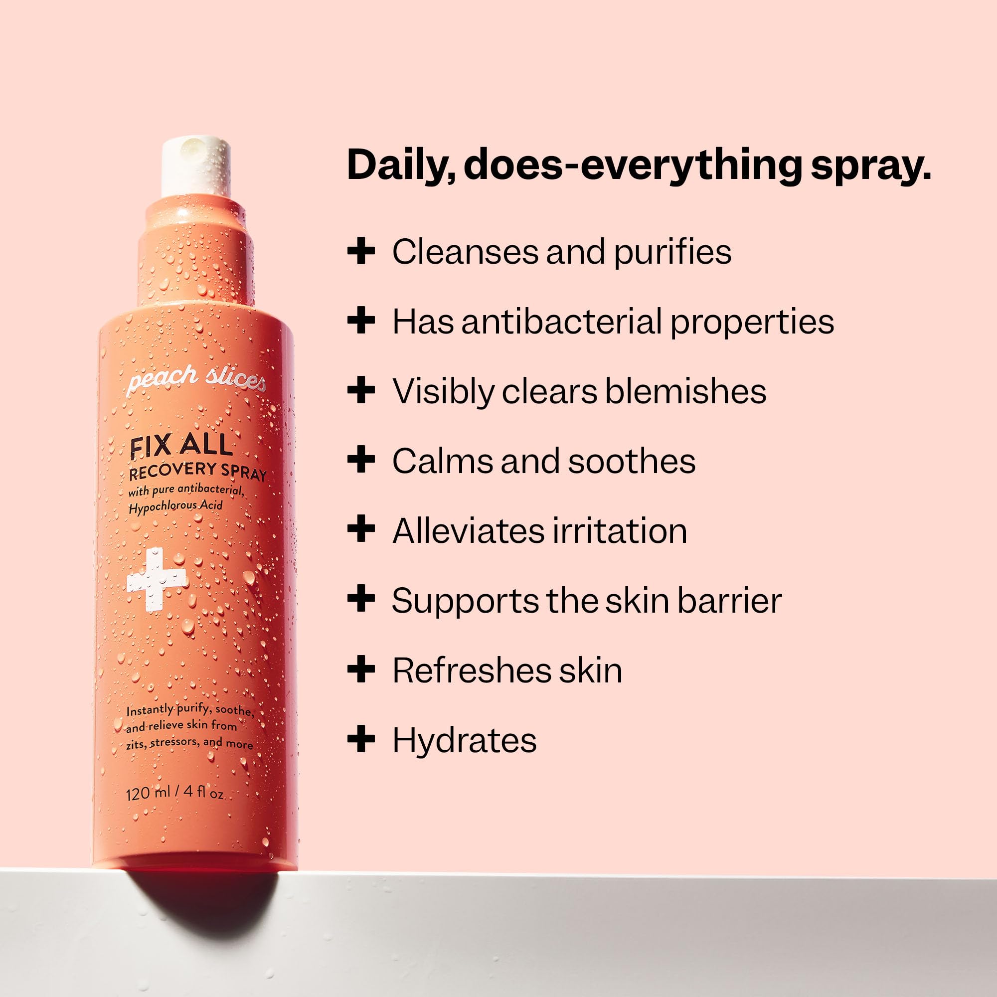 Peach Slices Hypochlorous Acid Spray 4 fluid ounce bottle