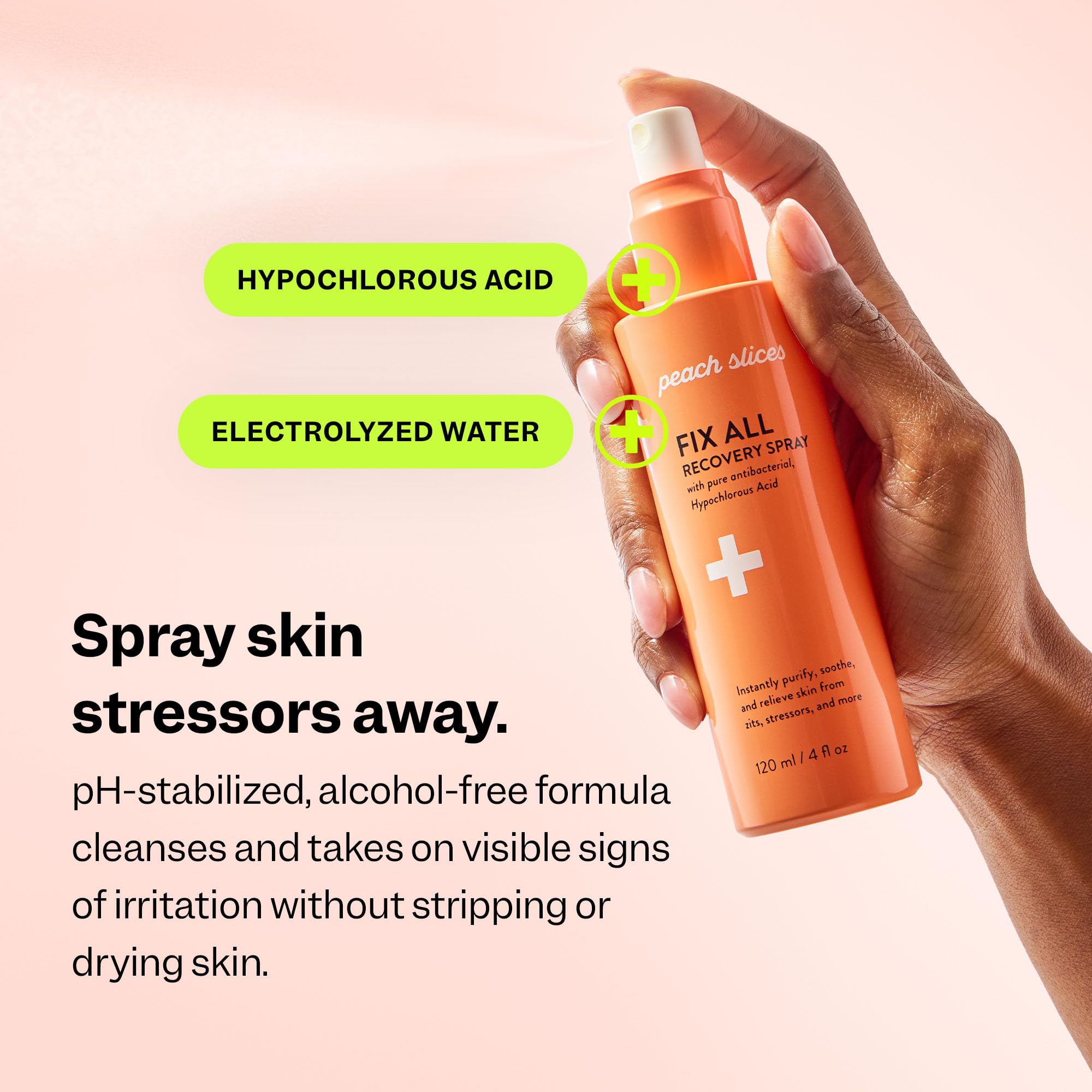 Back of Peach Slices Fix All Recovery Spray packaging