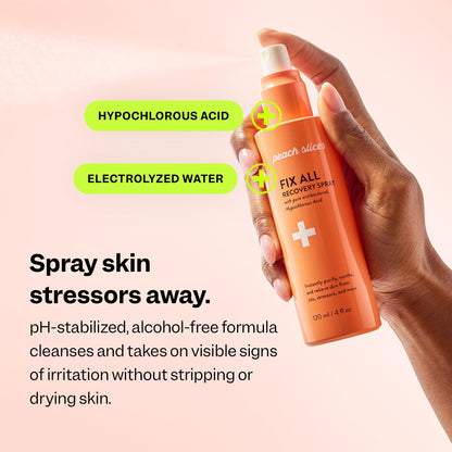 Back of Peach Slices Fix All Recovery Spray packaging