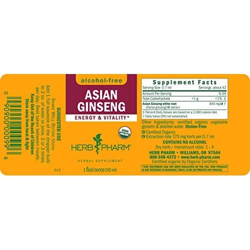 Herb Pharm Asian Panax Ginseng organic herbal supplement dropper detail
