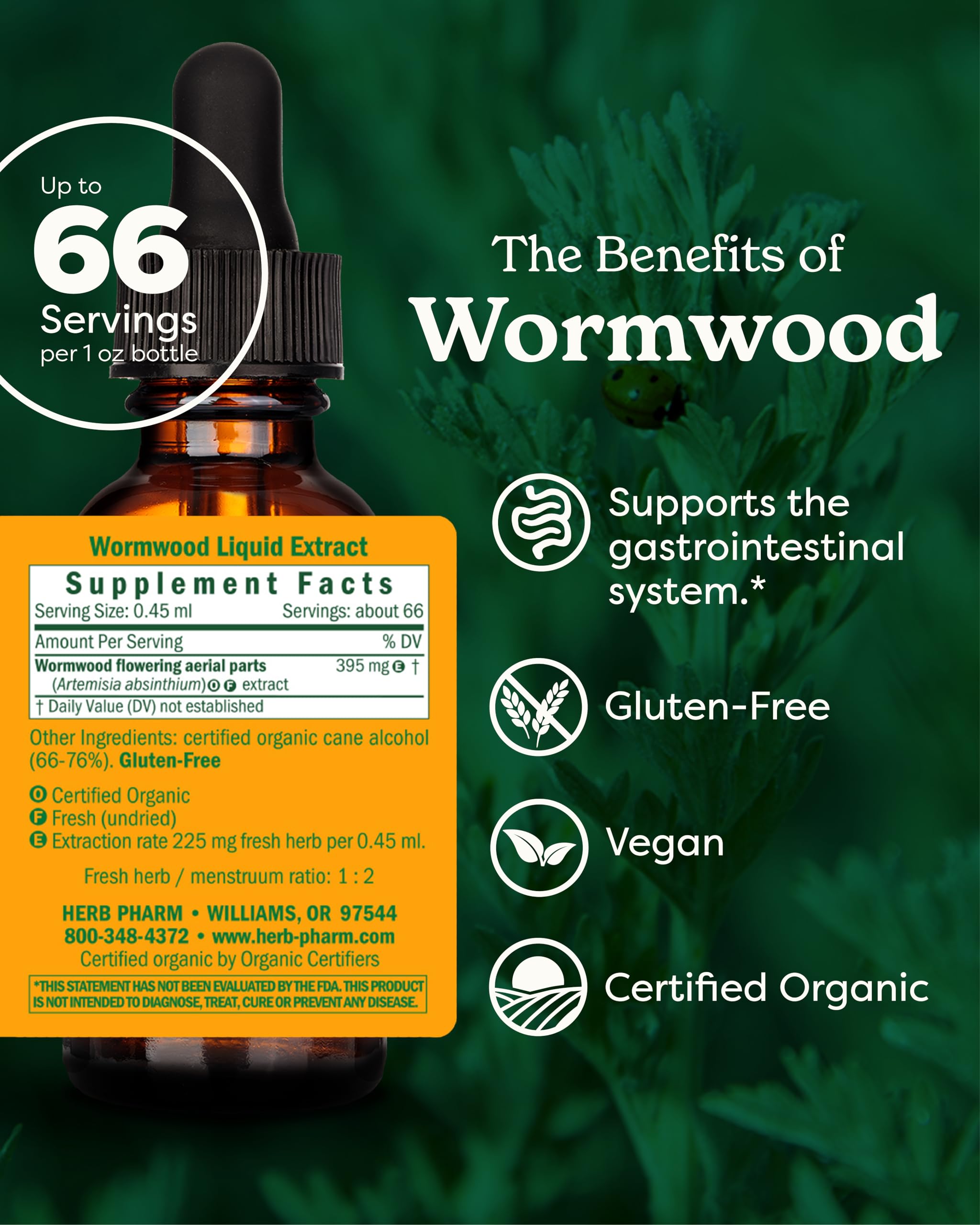 Herb Pharm Wormwood digestive support supplement label details