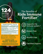 Close up of Herb Pharm Kids organic immune supplement label
