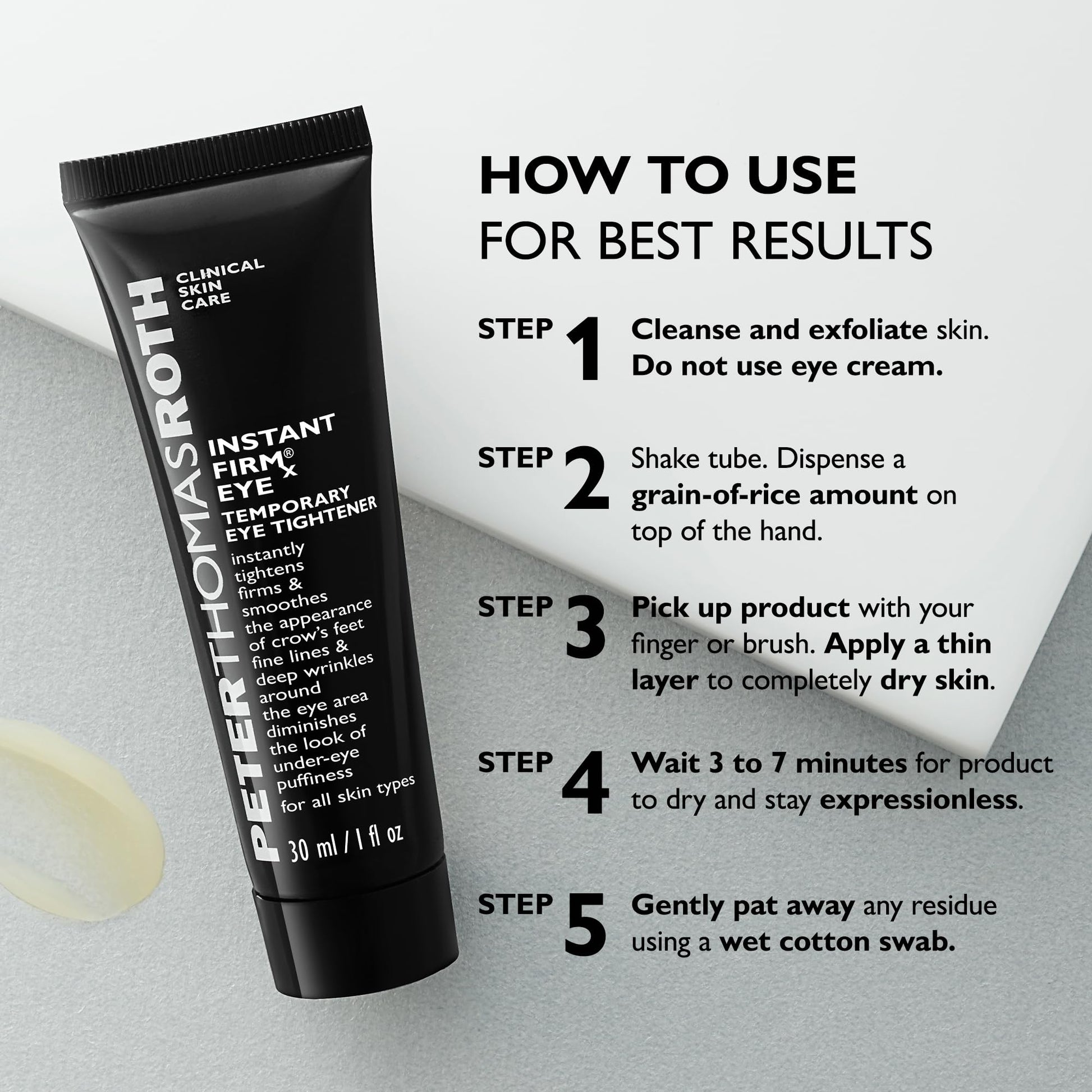 Skincare routine with Peter Thomas Roth eye tightener