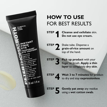 Skincare routine with Peter Thomas Roth eye tightener