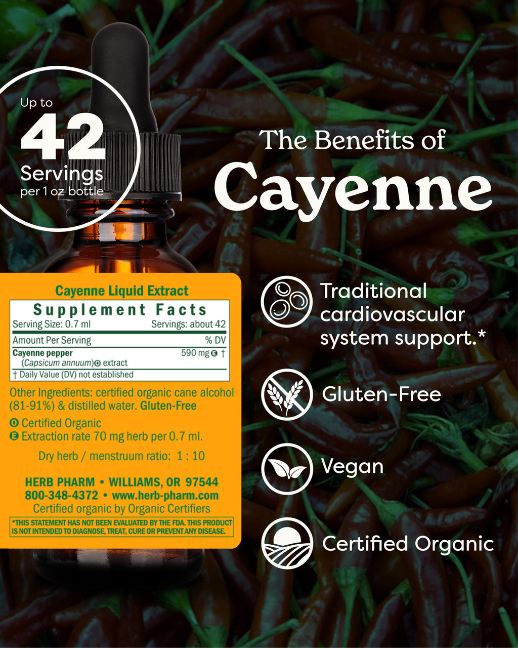 Herb Pharm Cayenne Liquid Herbal Supplement bottle packaging detail