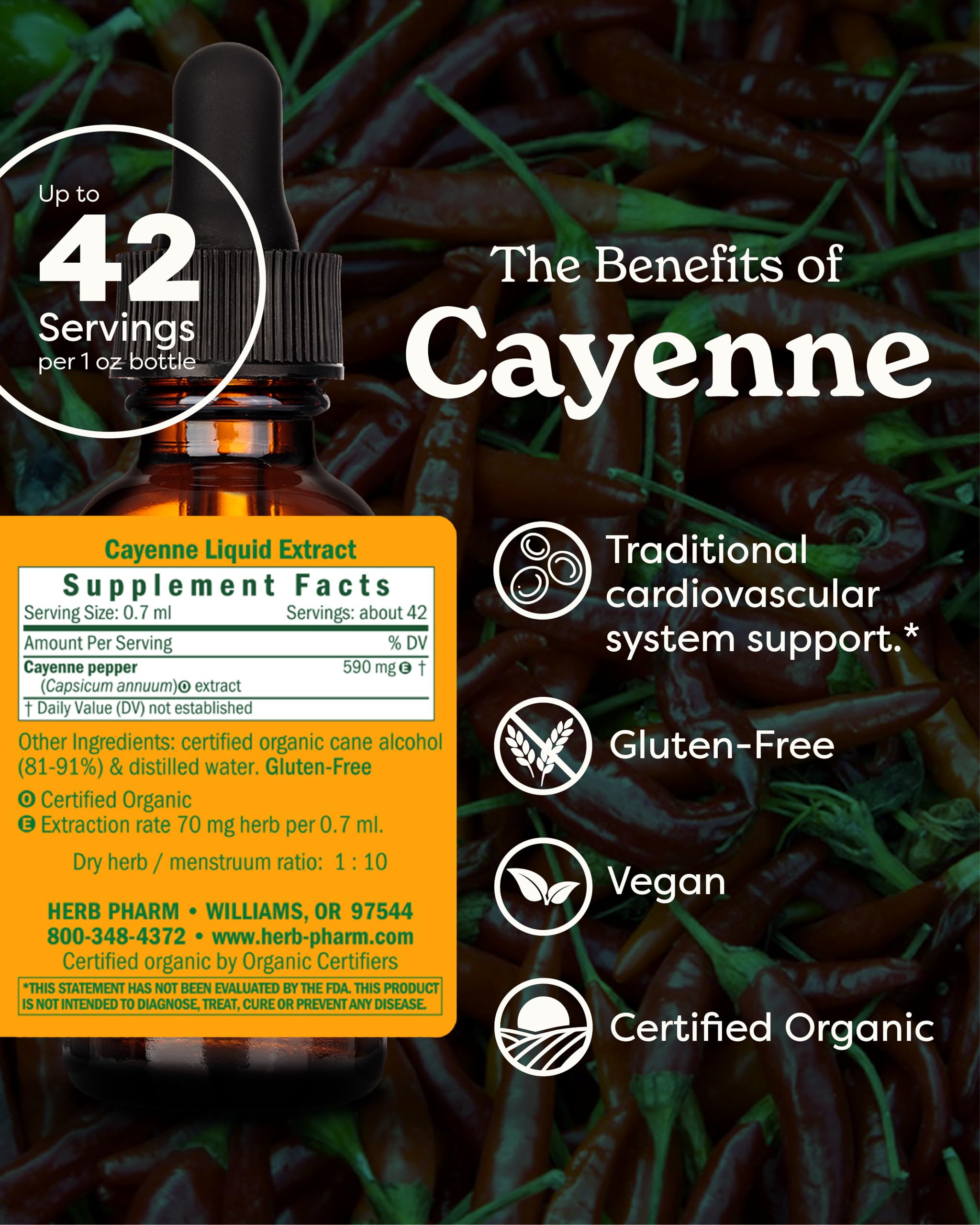 Herb Pharm Cayenne Liquid Herbal Supplement bottle packaging detail