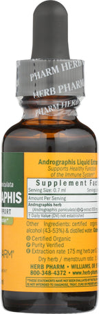 Herb Pharm Andrographis concentrated formula showing directions for use
