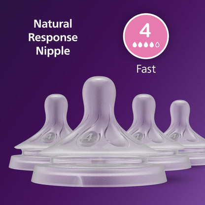Close up of the wide breast shaped silicone teats for anti colic feeding