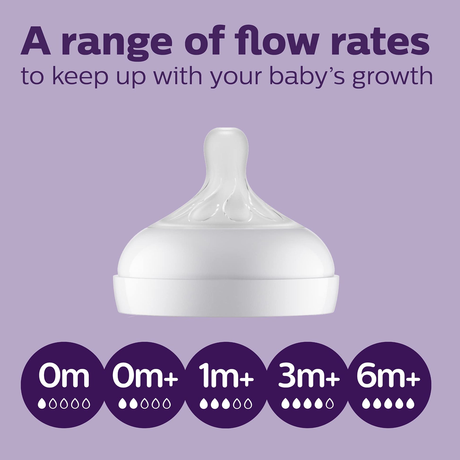 Philips Avent Natural Response baby bottle nipples pack of four isolated top down view