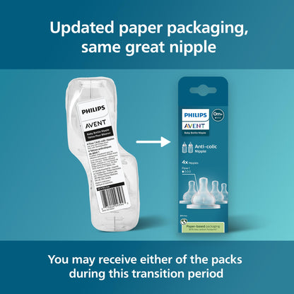 Philips Avent feeding nipple being attached to a compatible anti colic bottle