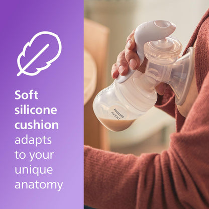 Philips Avent hand pump showing the adaptive silicone cushion texturing closeup