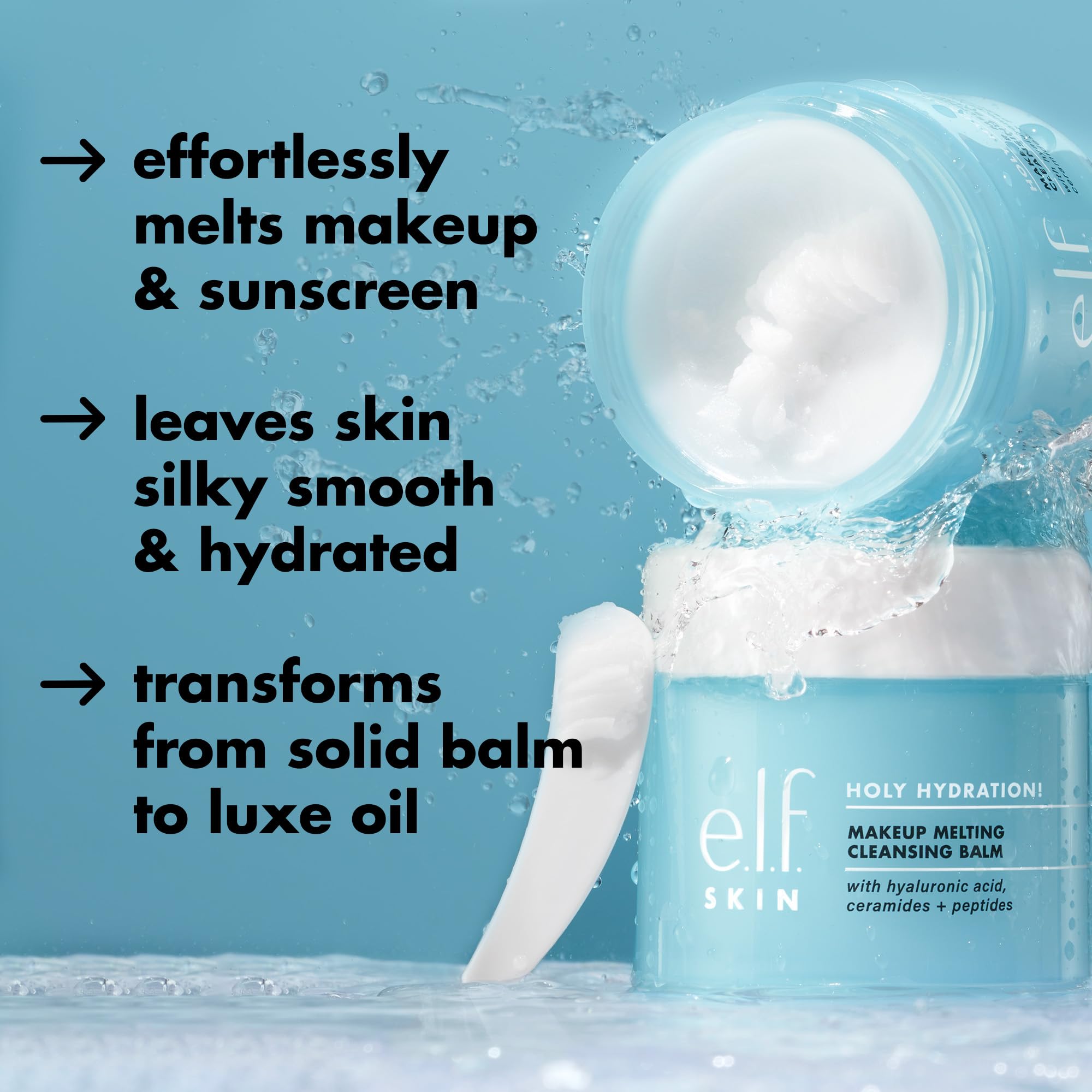 Texture shot of melting makeup remover transforming from solid to oil