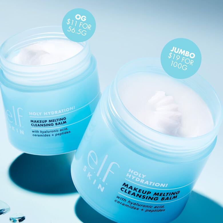 e.l.f. Holy Hydration cleansing balm showing product consistency on fingers