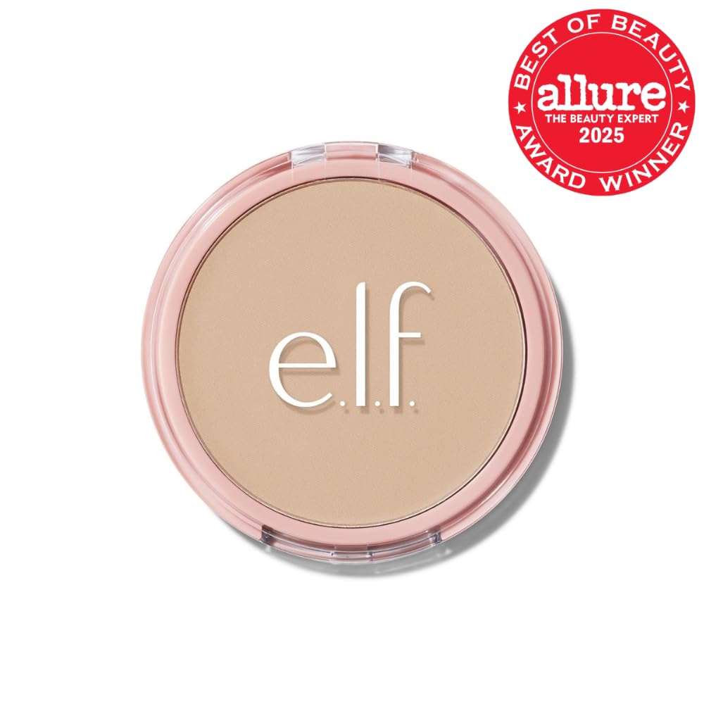 e.l.f. pressed finishing powder compact open showing Light Neutral shade and mirror