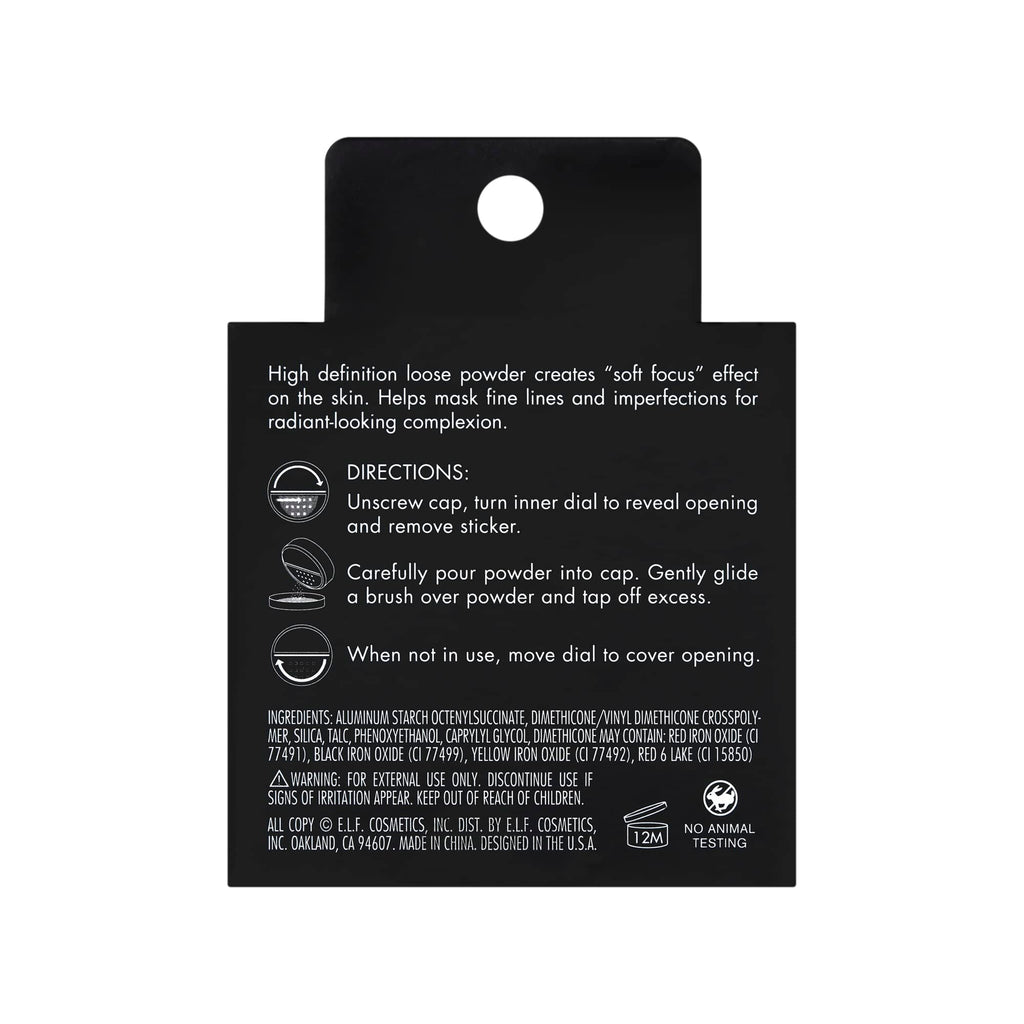 E.l.f. High Definition Loose Face Powder label and size details