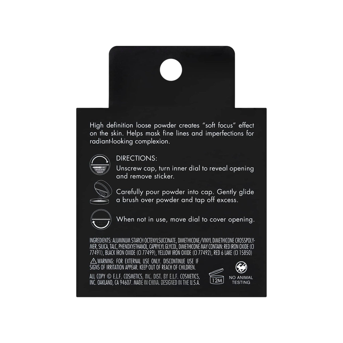 E.l.f. High Definition Loose Face Powder label and size details