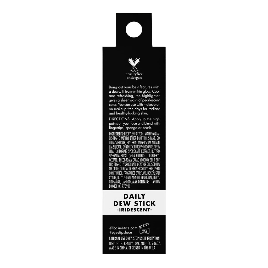Twist up tube of E.l.f. Cooling Highlighter Stick showing the sheer iridescent shade