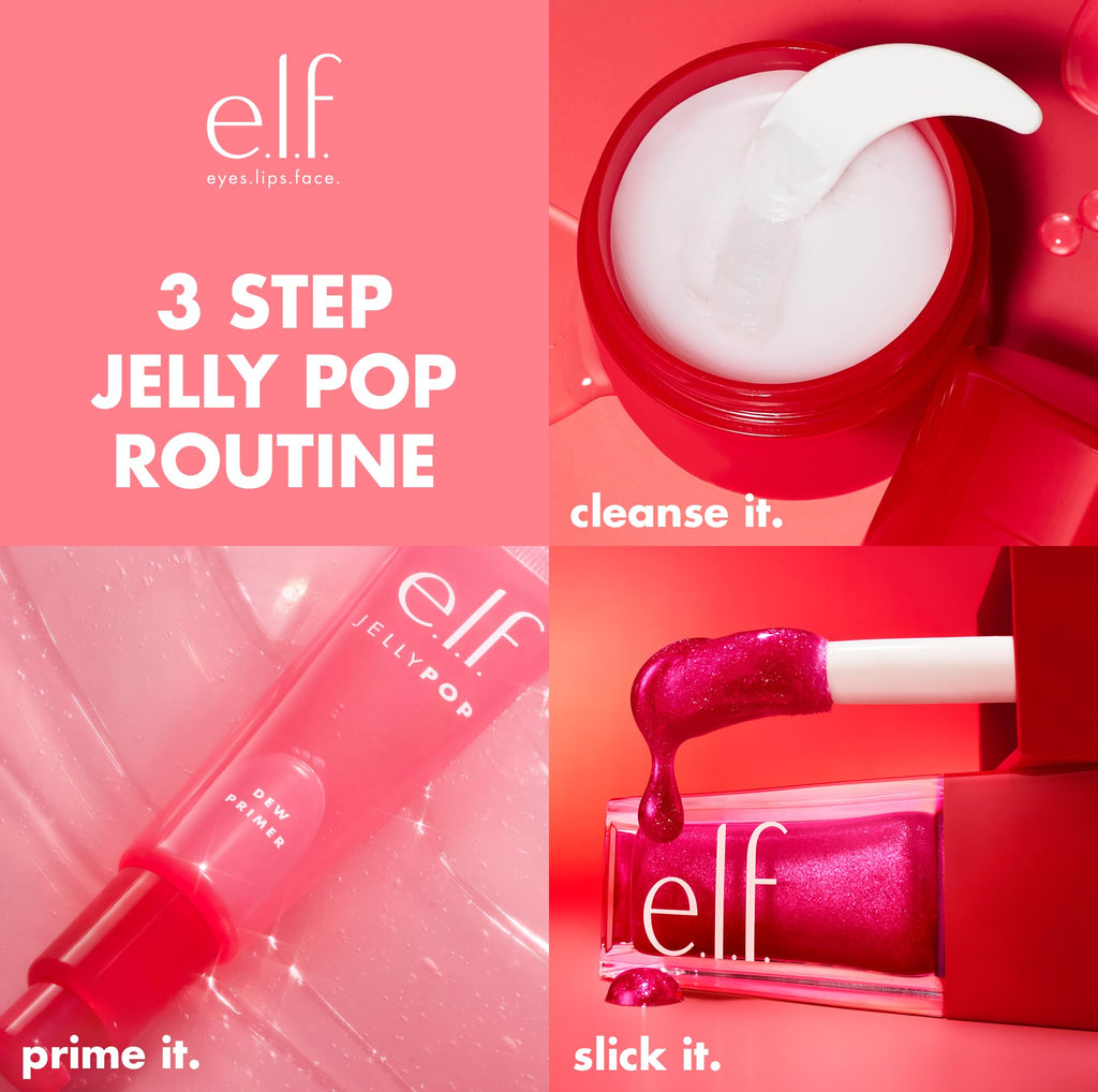 E.l.f. Jelly Pop Dew Primer applied on hand showing dewy finish