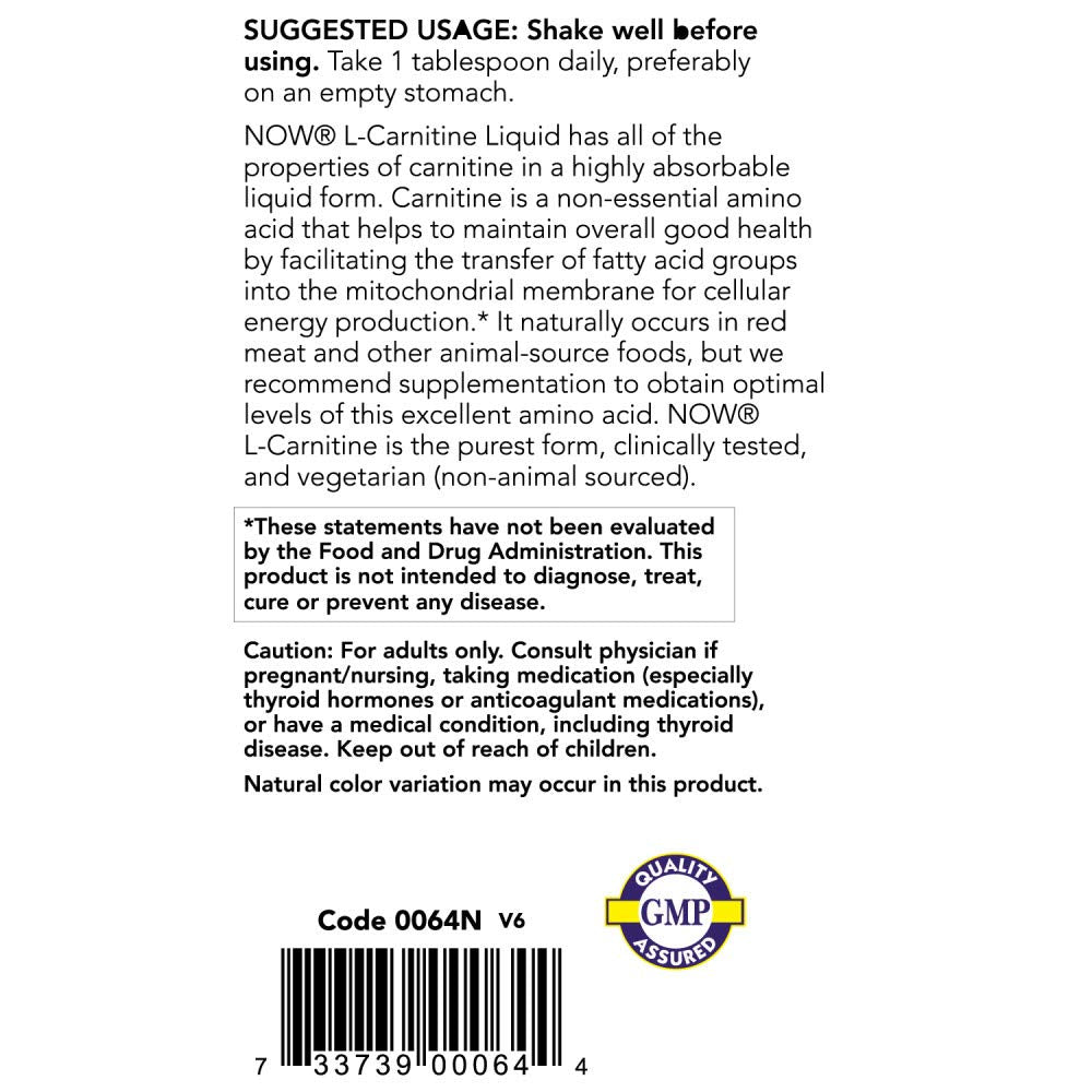 Imported USA premium fitness supplements authentic NOW Sports L-Carnitine liquid