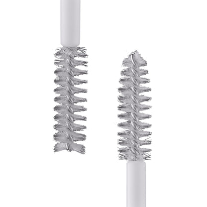 Double ended clear mascara tube for grooming eyelashes and eyebrows