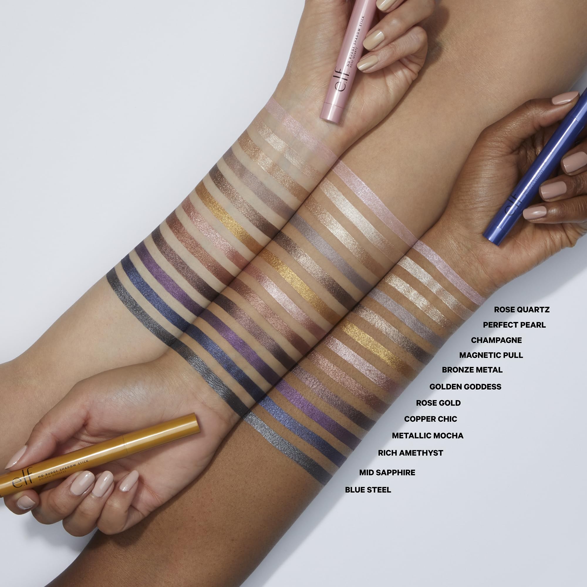 Close up of E.L.F. No Budge Shadow Stick metallic texture