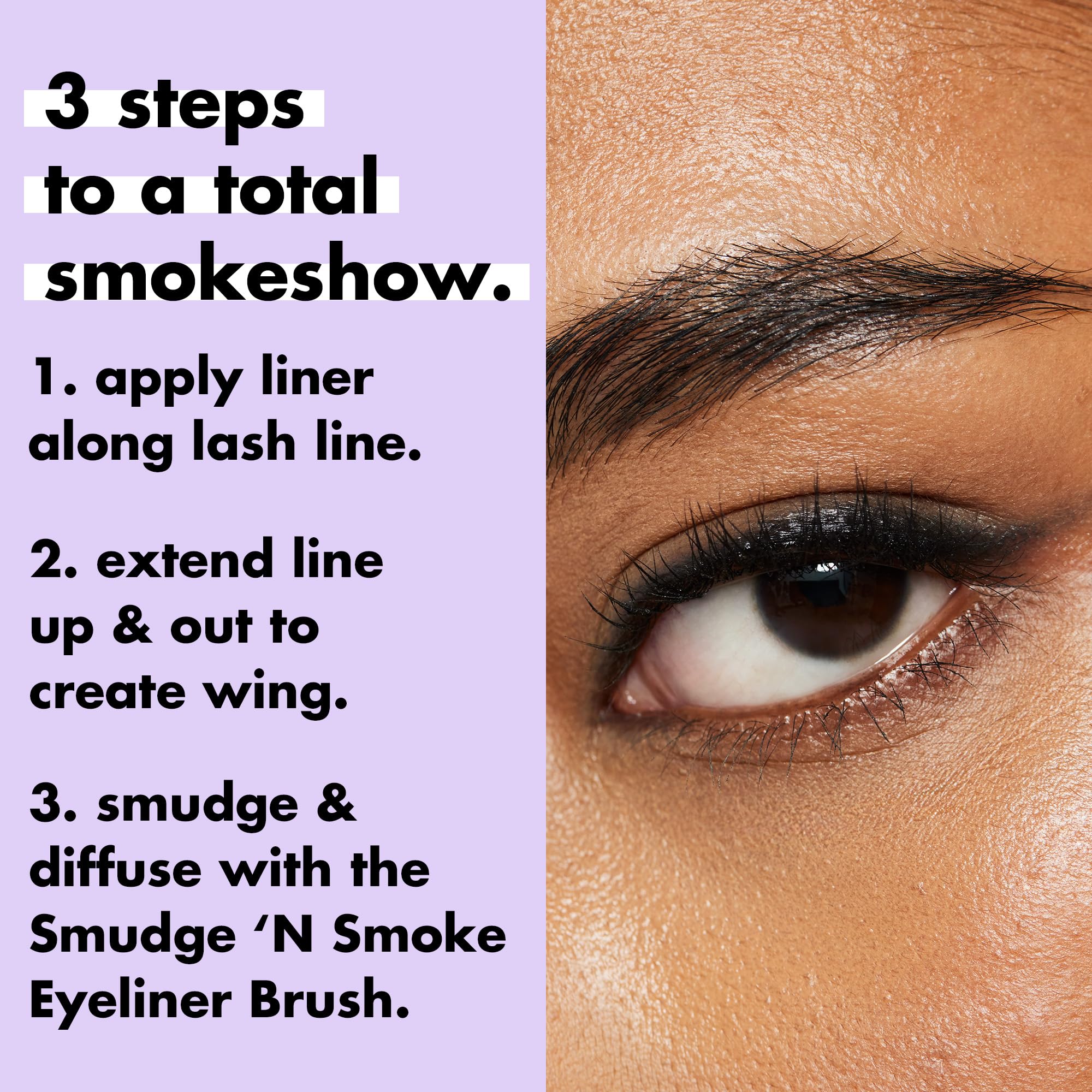 Smoky kohl eyeliner pencil swatched on skin demonstrating creamy texture