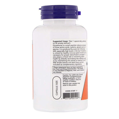 Reduced glutathione capsules by NOW Foods with milk thistle extract and alpha lipoic acid for systemic detox