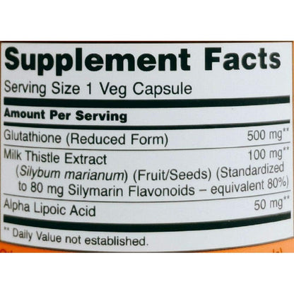 Authentic imported NOW Foods Glutathione supplement bottle featuring clean vegetarian and non-GMO certification seals