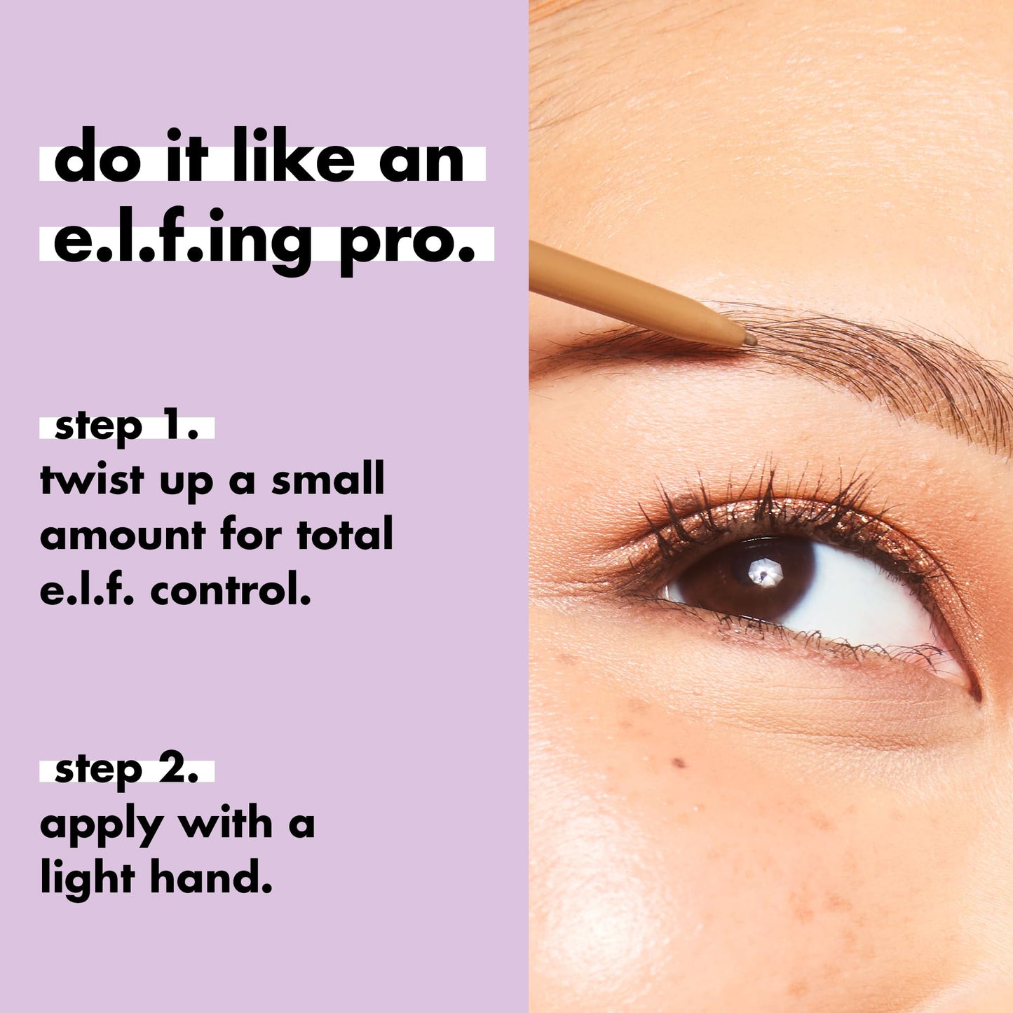 Side-by-side view of the e.l.f. micro eyebrow pencil components showing both caps removed.