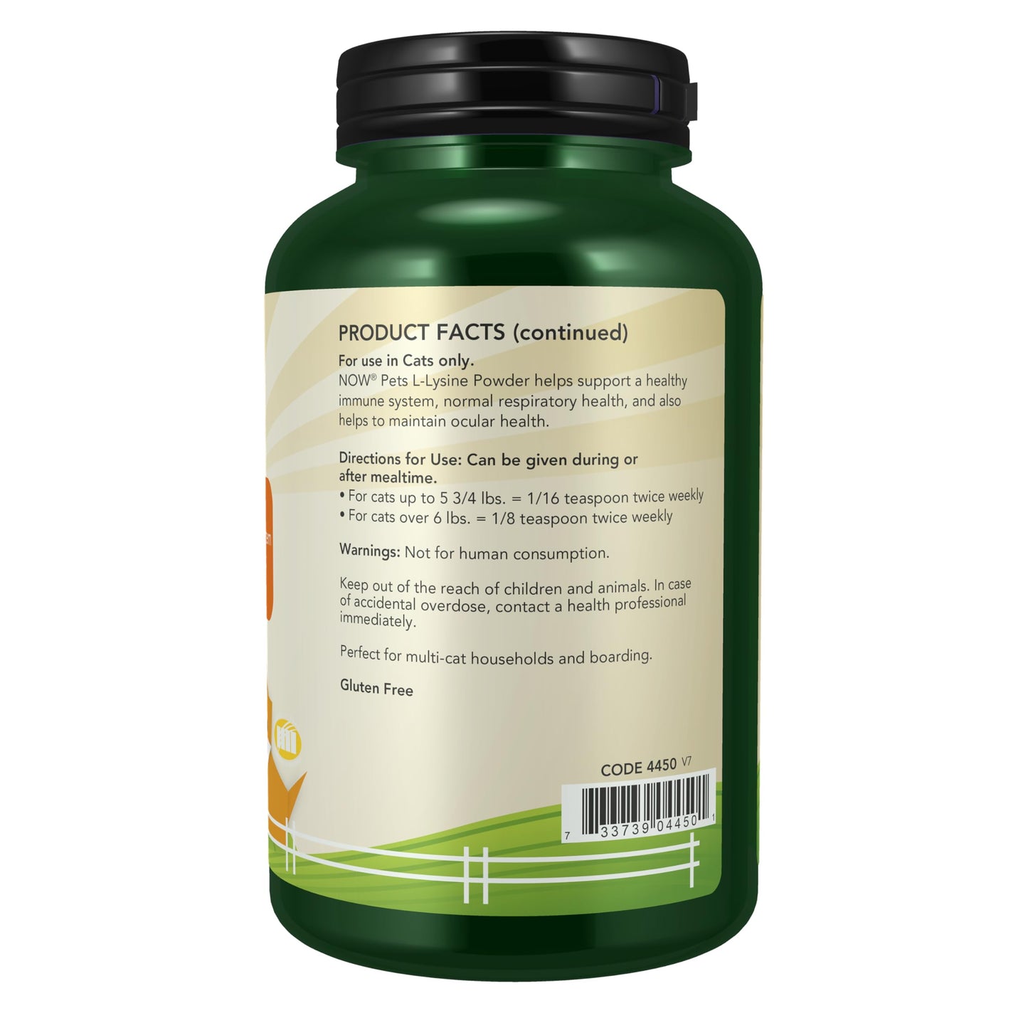 Now Foods L-Lysine supplement powder label details