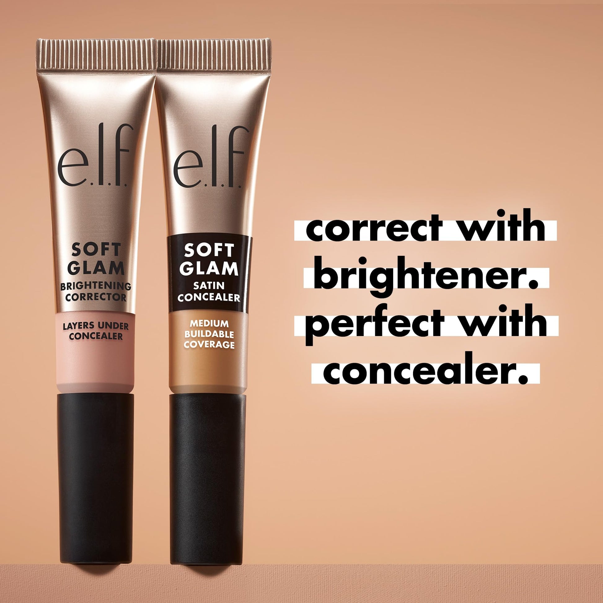 Before and after result with e.l.f. Soft Glam Brightening Corrector