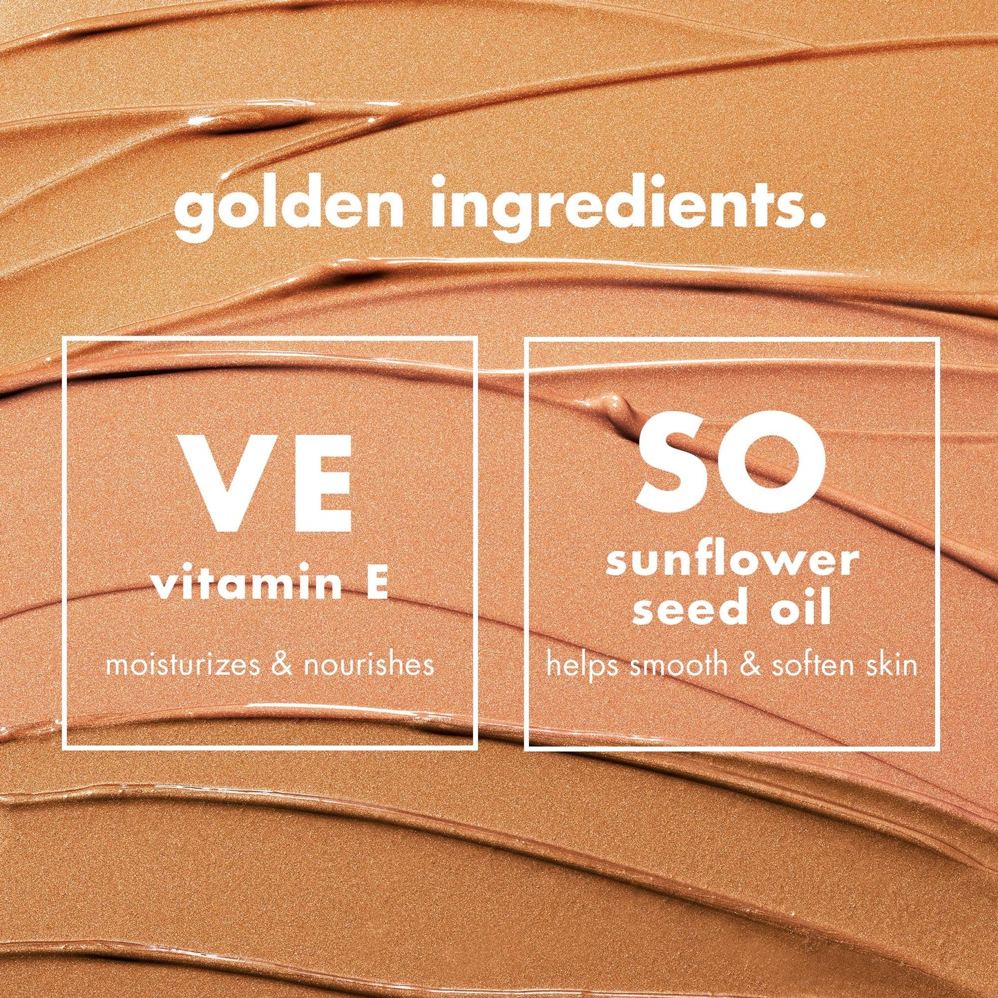 Back packaging of e.l.f. face bronzer detailing the vitamin E and sunflower oil ingredients.