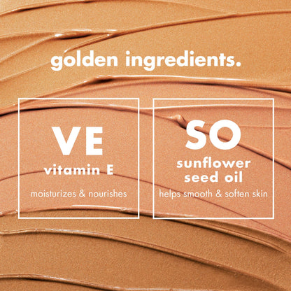 Back packaging of e.l.f. face bronzer detailing the vitamin E and sunflower oil ingredients.