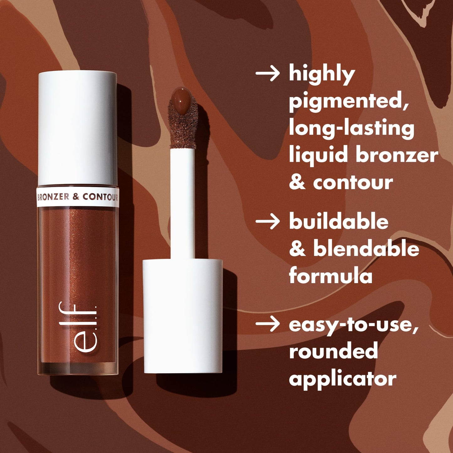 Side view of the imported e.l.f. beauty product showing ingredients list and net volume details.