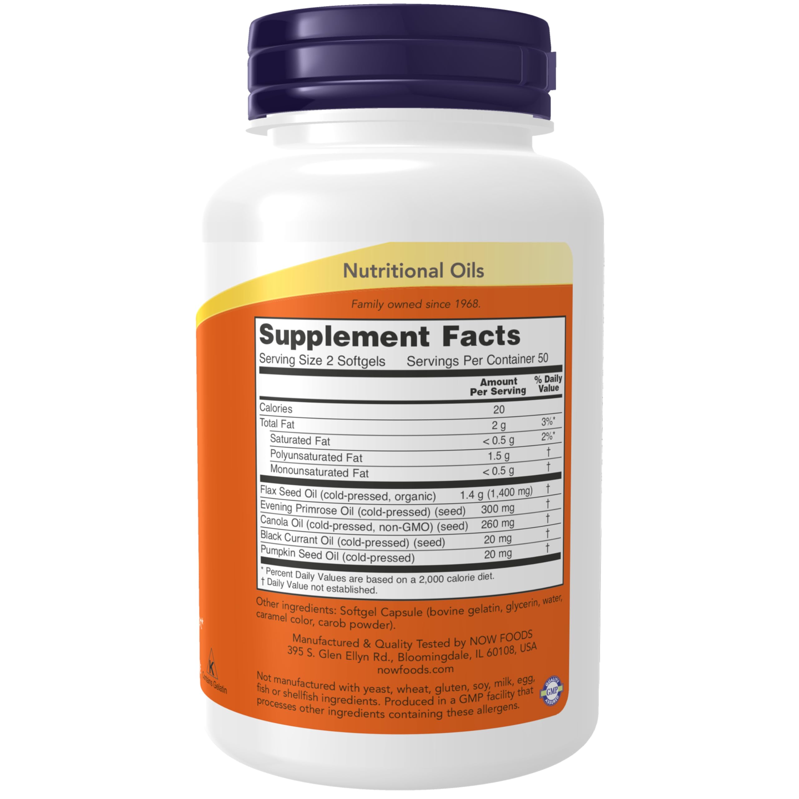 Now Foods Omega 3-6-9 essential fatty acids supplement packaging