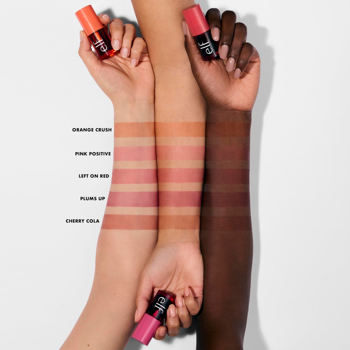 Side angle view of the e.l.f. vegan and cruelty-free transfer-resistant lip and cheek stain bottle