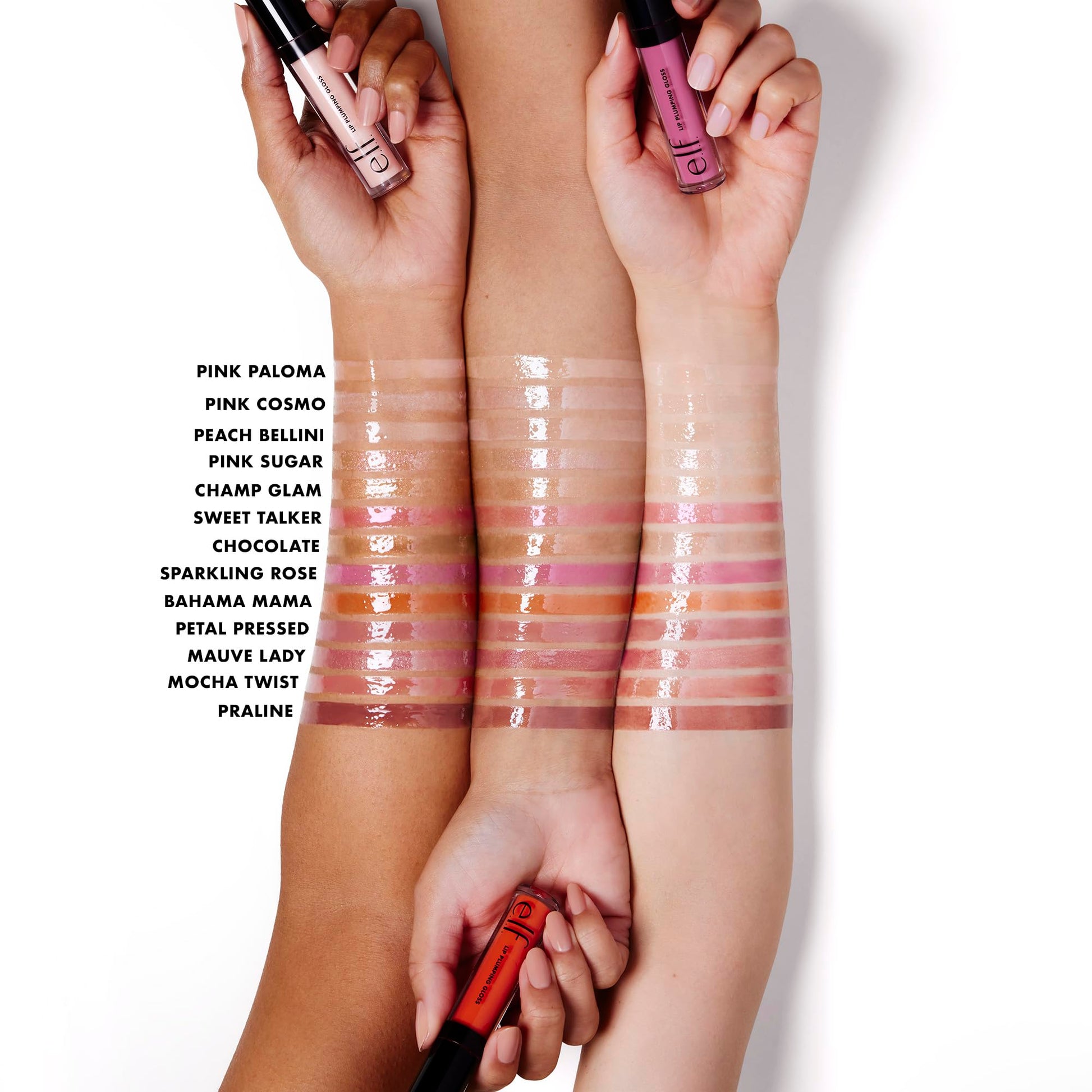 E.l.f. Lip Plumping Gloss Pink Cosmo swatch on skin