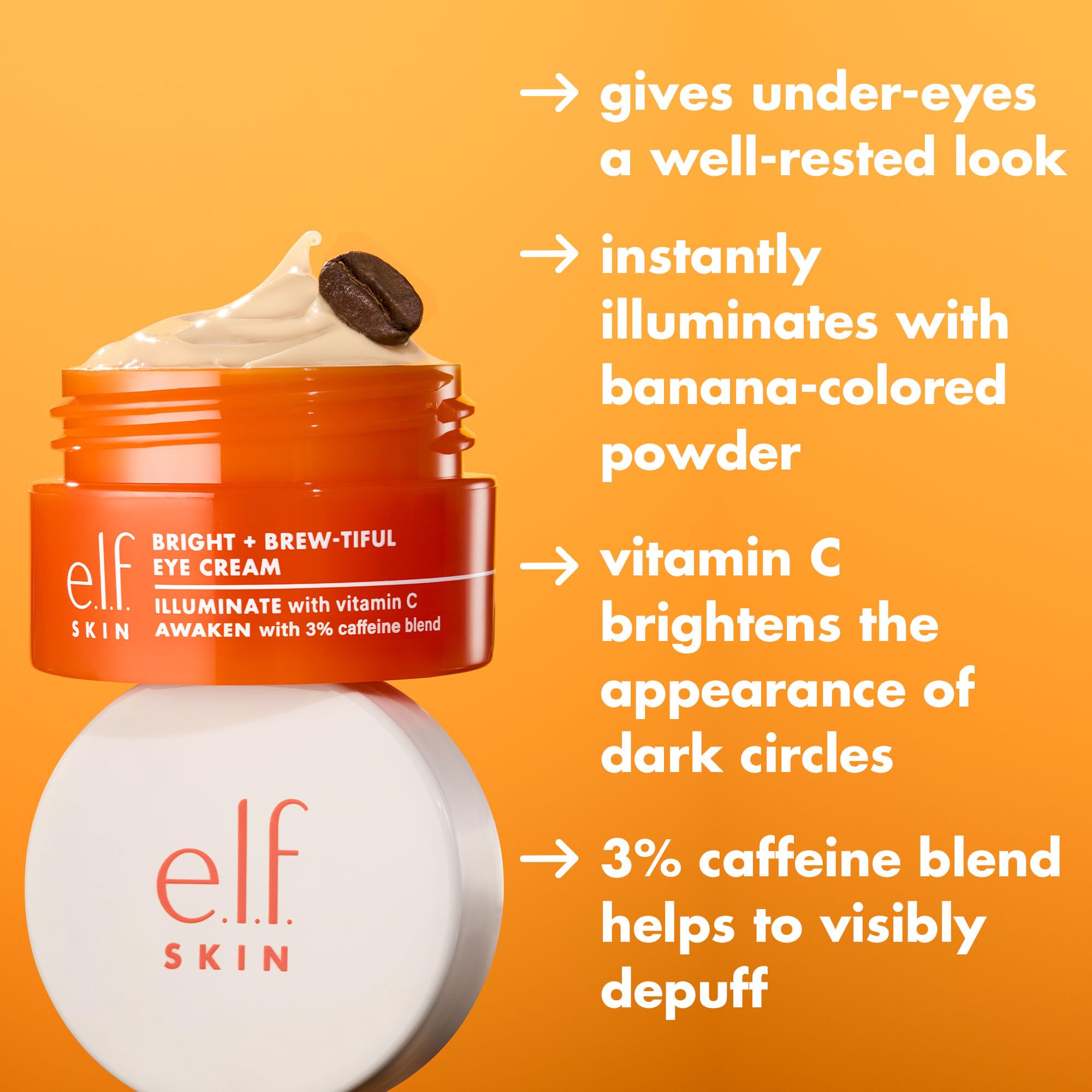 E.l.f. caffeine under-eye cream for dark circles and morning puffiness reduction