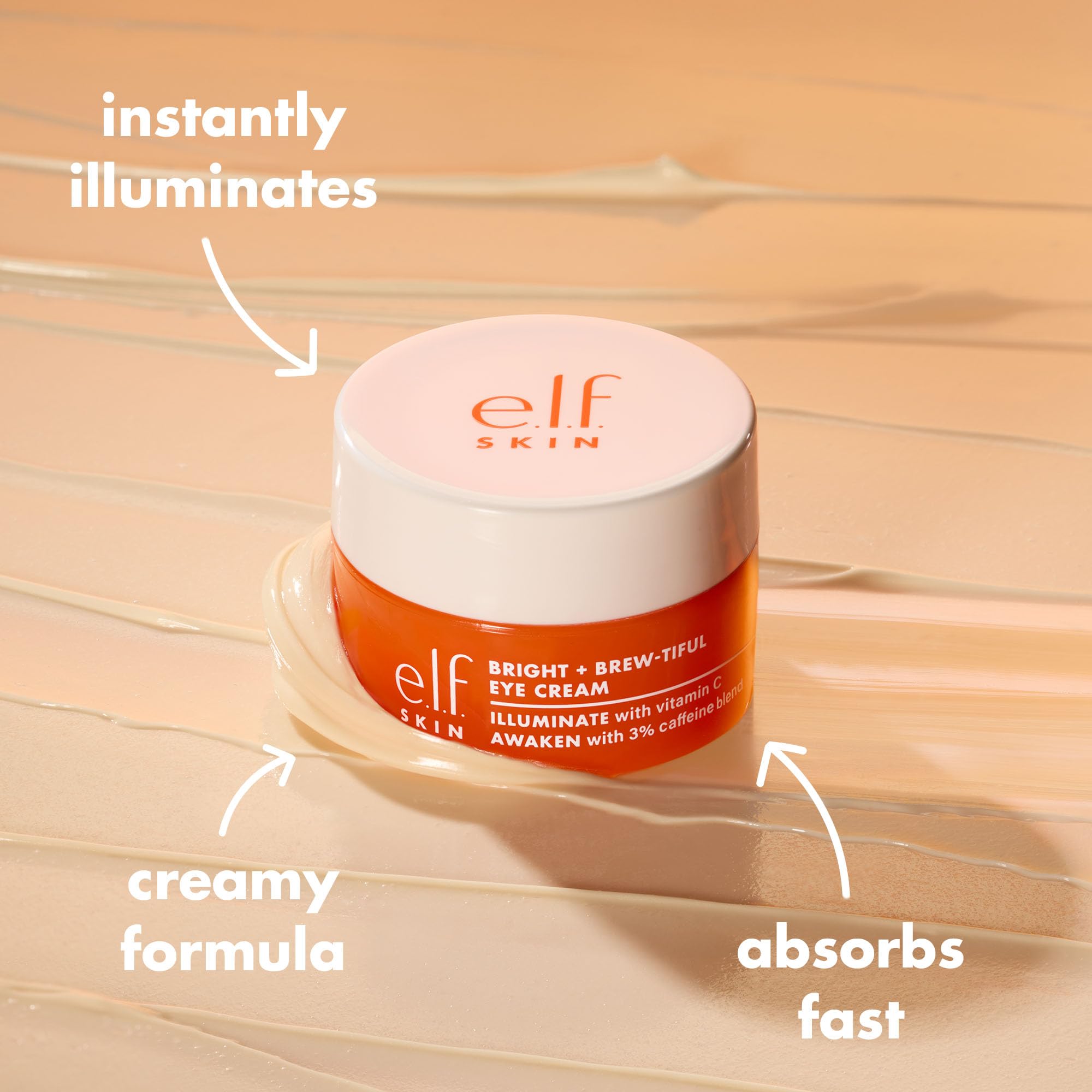 USA-imported e.l.f. skincare brightening eye treatment packaging close up