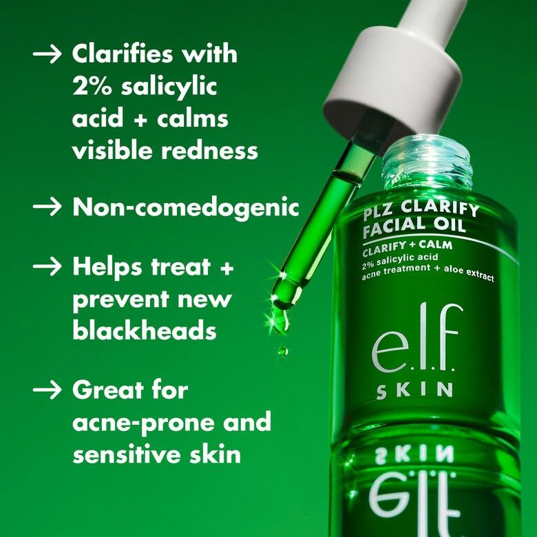 Authentic elf skin plz clarify oil for soothing skin redness and breakouts