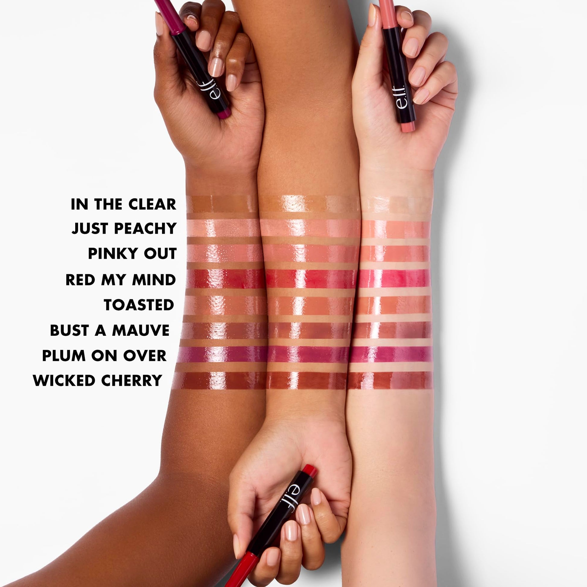 E.l.f. three in one lip plumper gloss and balm clear product swatch