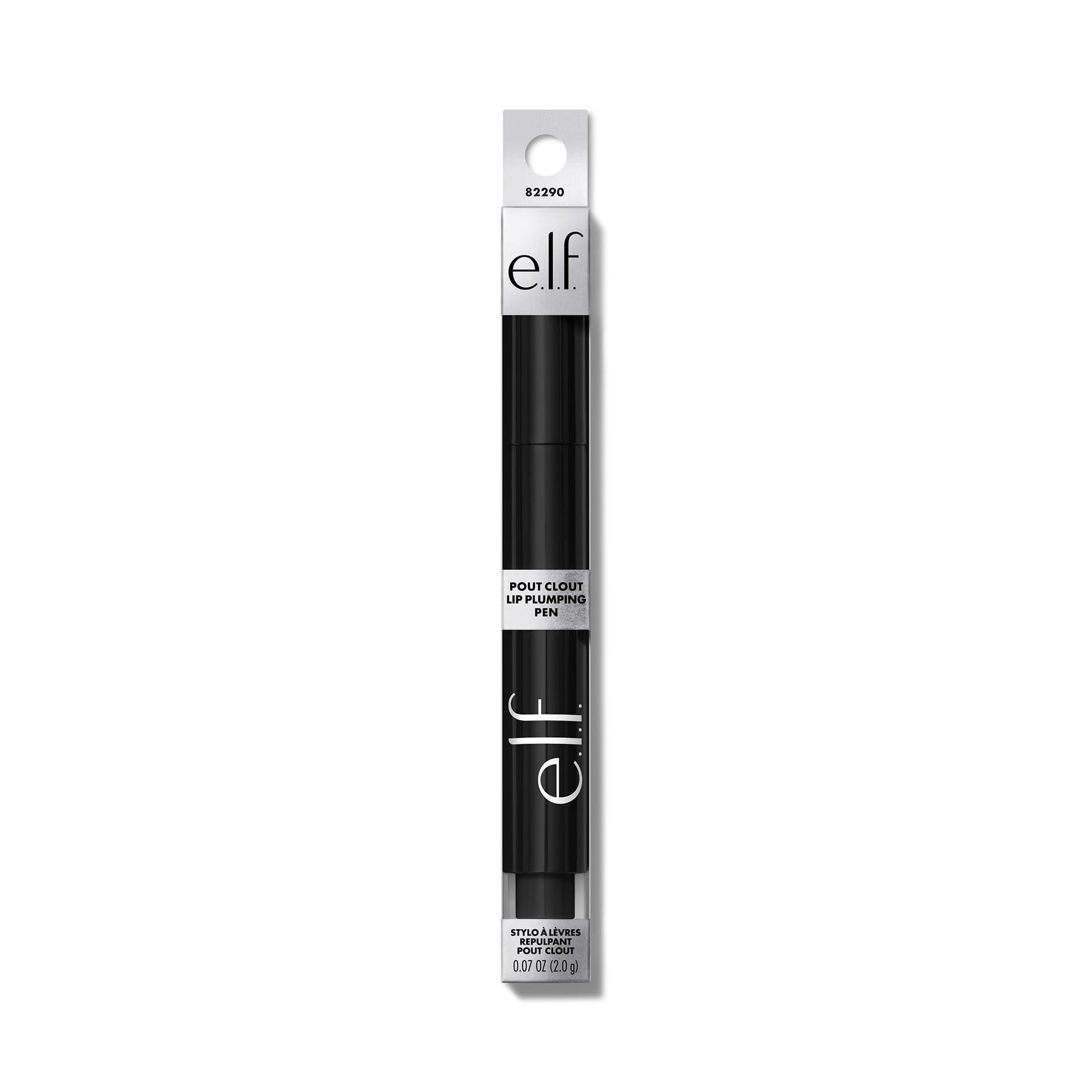 Cruelty free and vegan e.l.f. lip plumping pen displaying base ingredient labels