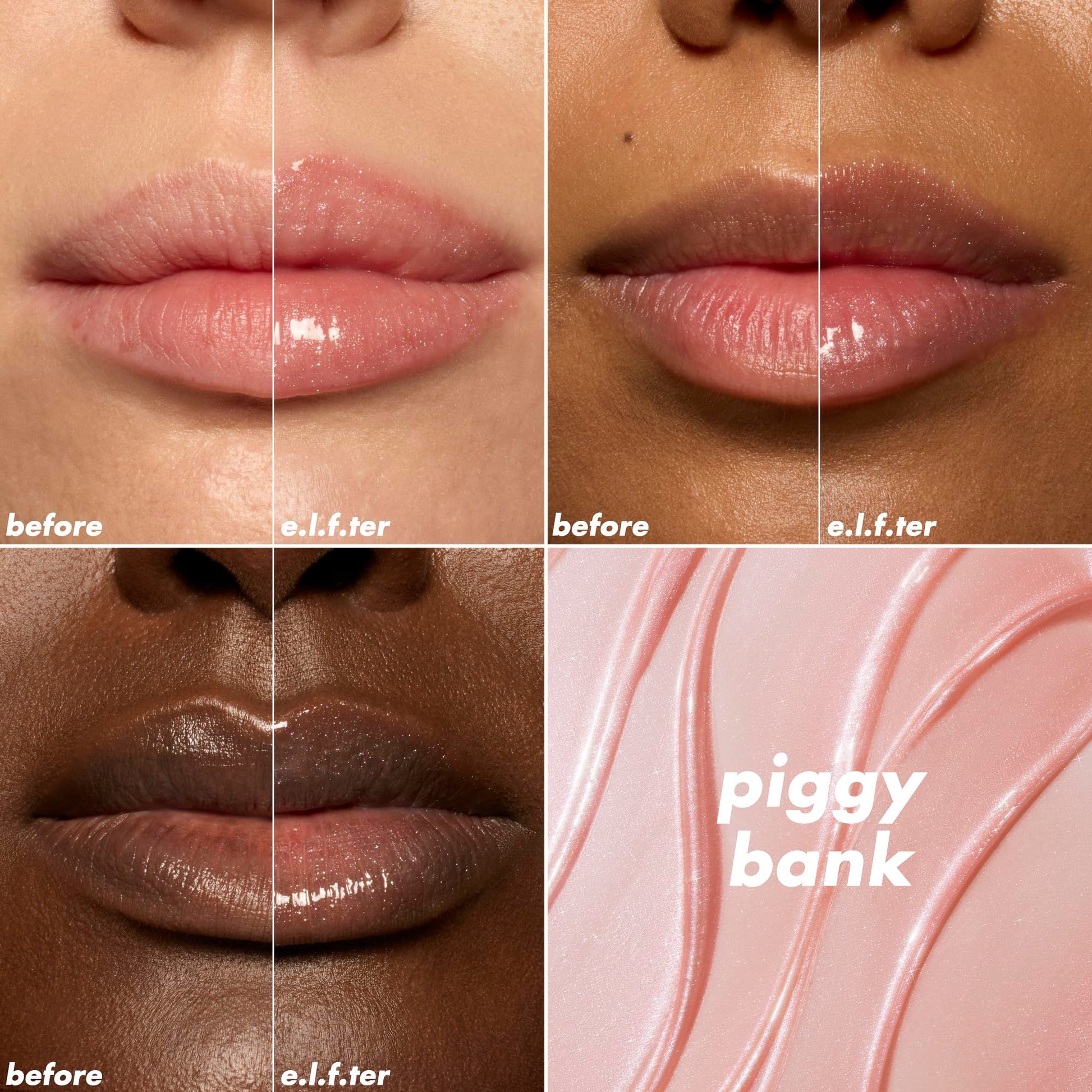E.l.f. Glow Reviver Piggy Bank lip oil texture swatch