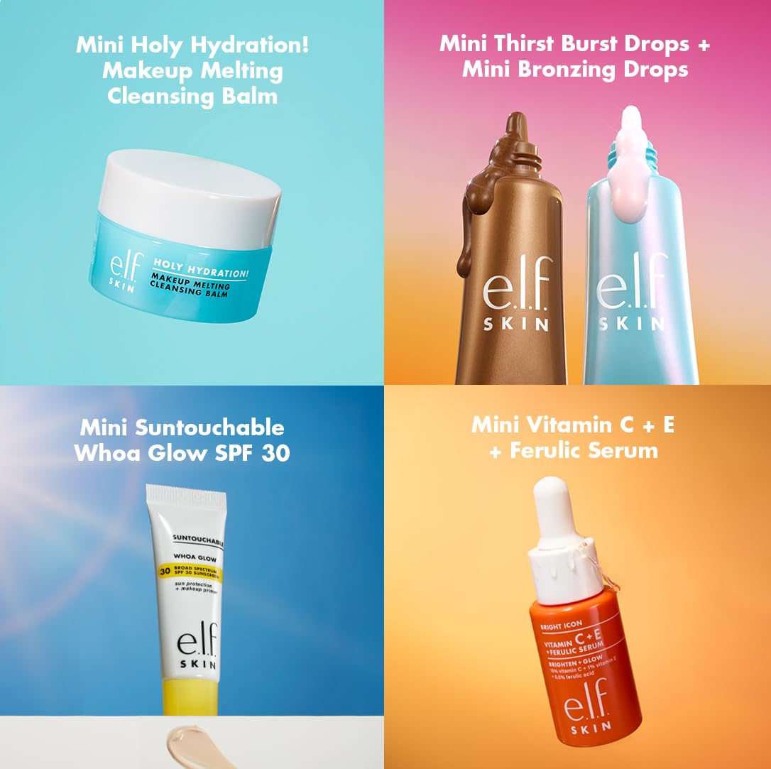 e.l.f. Holy Hydration Makeup Melting Cleansing Balm mini jar with lid off showing product texture.
