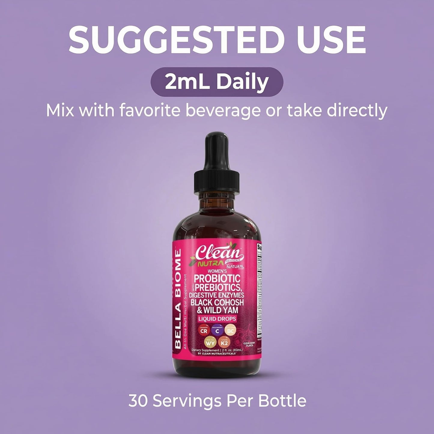 Side view of Clean Nutraceuticals vaginal health drops