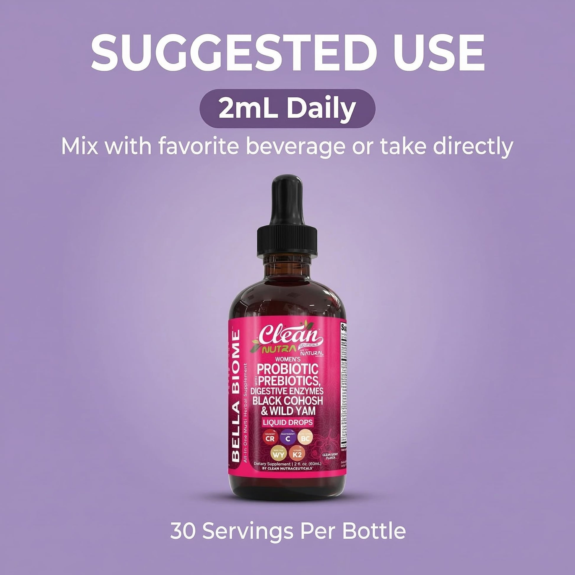 Side view of Clean Nutraceuticals vaginal health drops