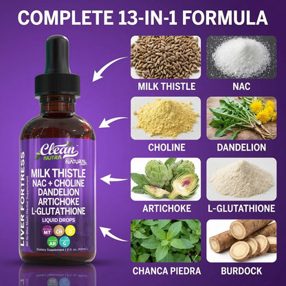 Supplement facts label of Clean Nutraceuticals Milk Thistle showing one thousand milligrams dosage instructions.