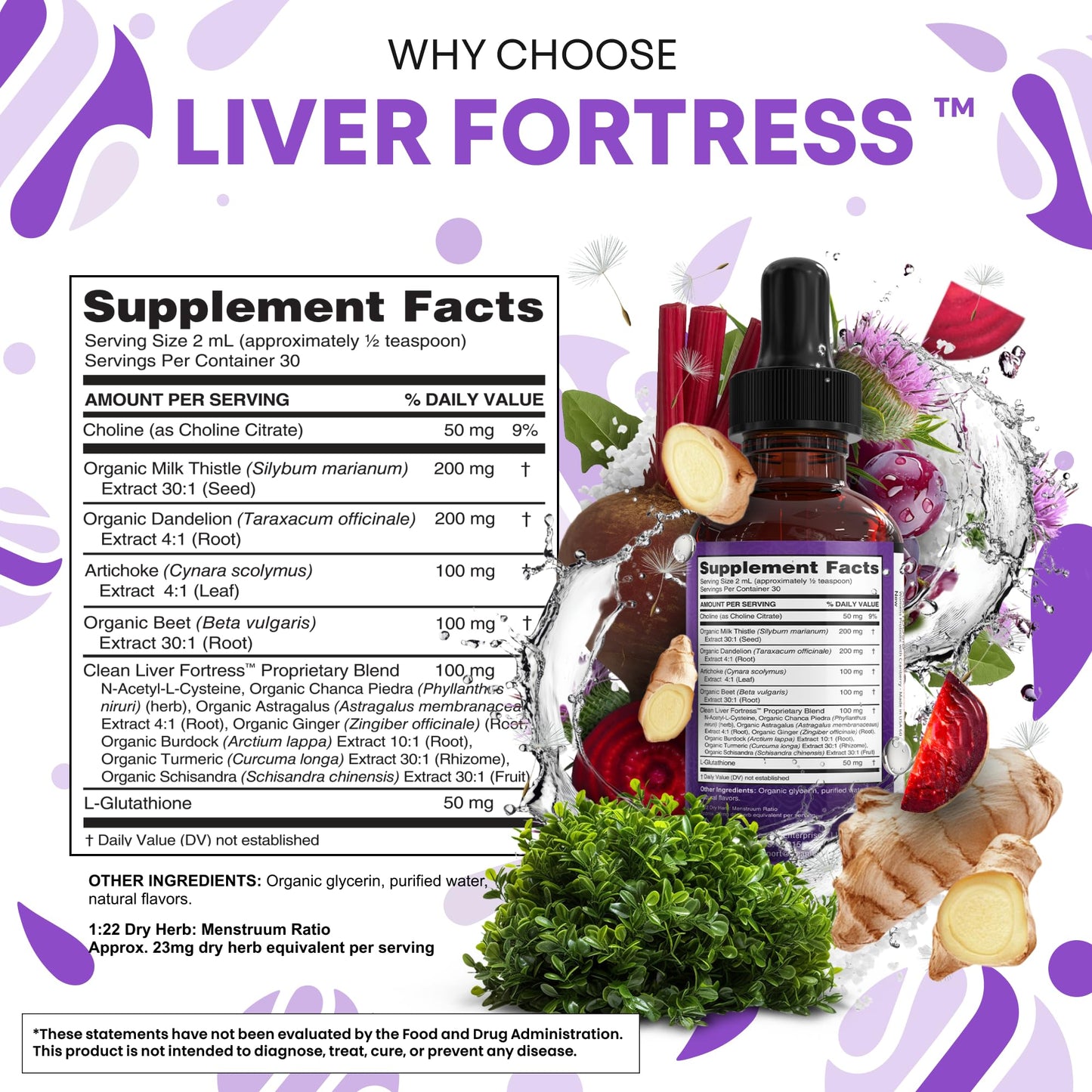 Clean Nutraceuticals vegetarian liver vitamins with organic dandelion root and glutathione liposomal blend details.