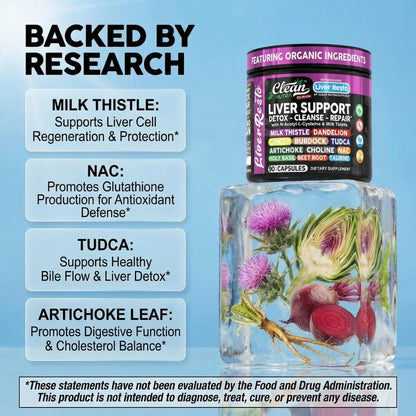Clean Nutraceuticals Liver Cleanse capsules with milk thistle NAC and TUDCA formula details